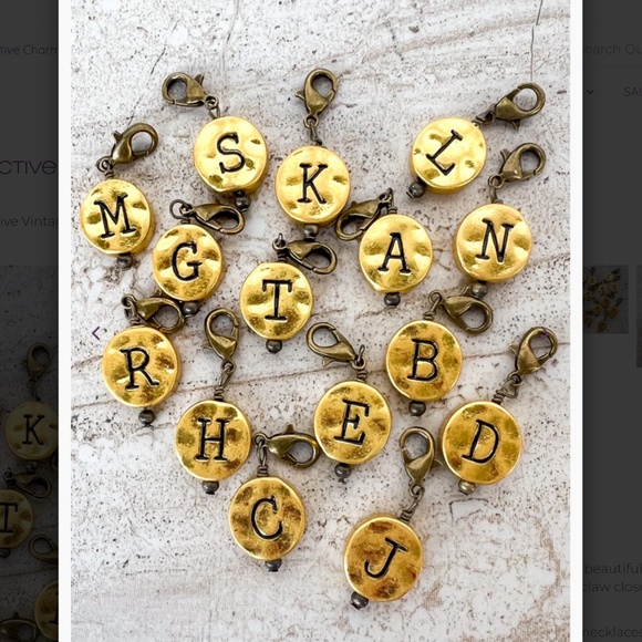 Boho “ B “ Vintage Gold Circle Letter B Charm - Picture 2 of 3